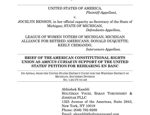 ACRU Files Amicus Brief Defending the Attorney General’s 60-Year-Old Power to Inspect Voter Records